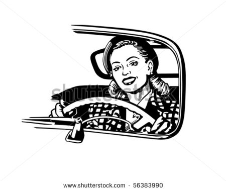 Female Motorist   Retro Clip Art Stock Vector 56383990   Shutterstock