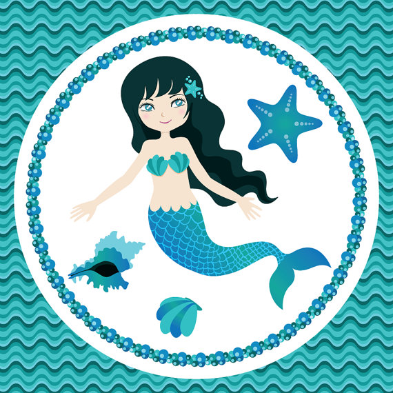 Mermaid Clip Art   Under The Turquoise Sea   Etsywishlist