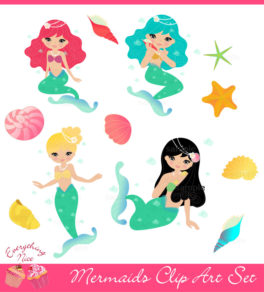 Mermaids Clip Art Set By 1everythingnice On Etsy