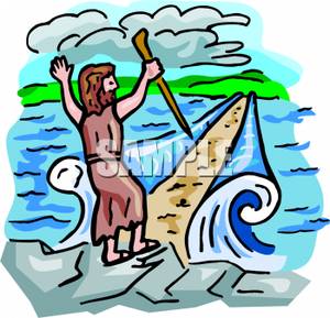 Moses Parting The Red Sea   Royalty Free Clipart Picture