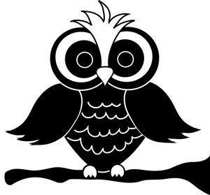 Owl Clipart Image Black And White Cartoon Owl With Big Eyes