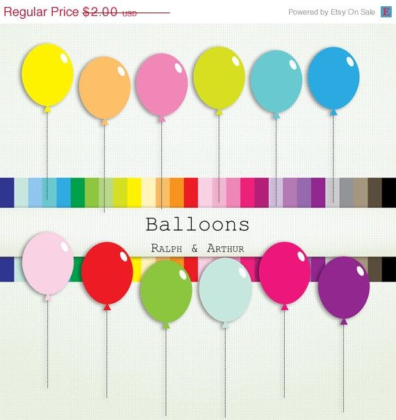 50  Sale Balloon Clip Art   28 Balloons   Clipart   Commercial Use