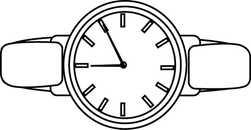 And White Watch Clip Art   Black And White Outline Of A Wrist Watch