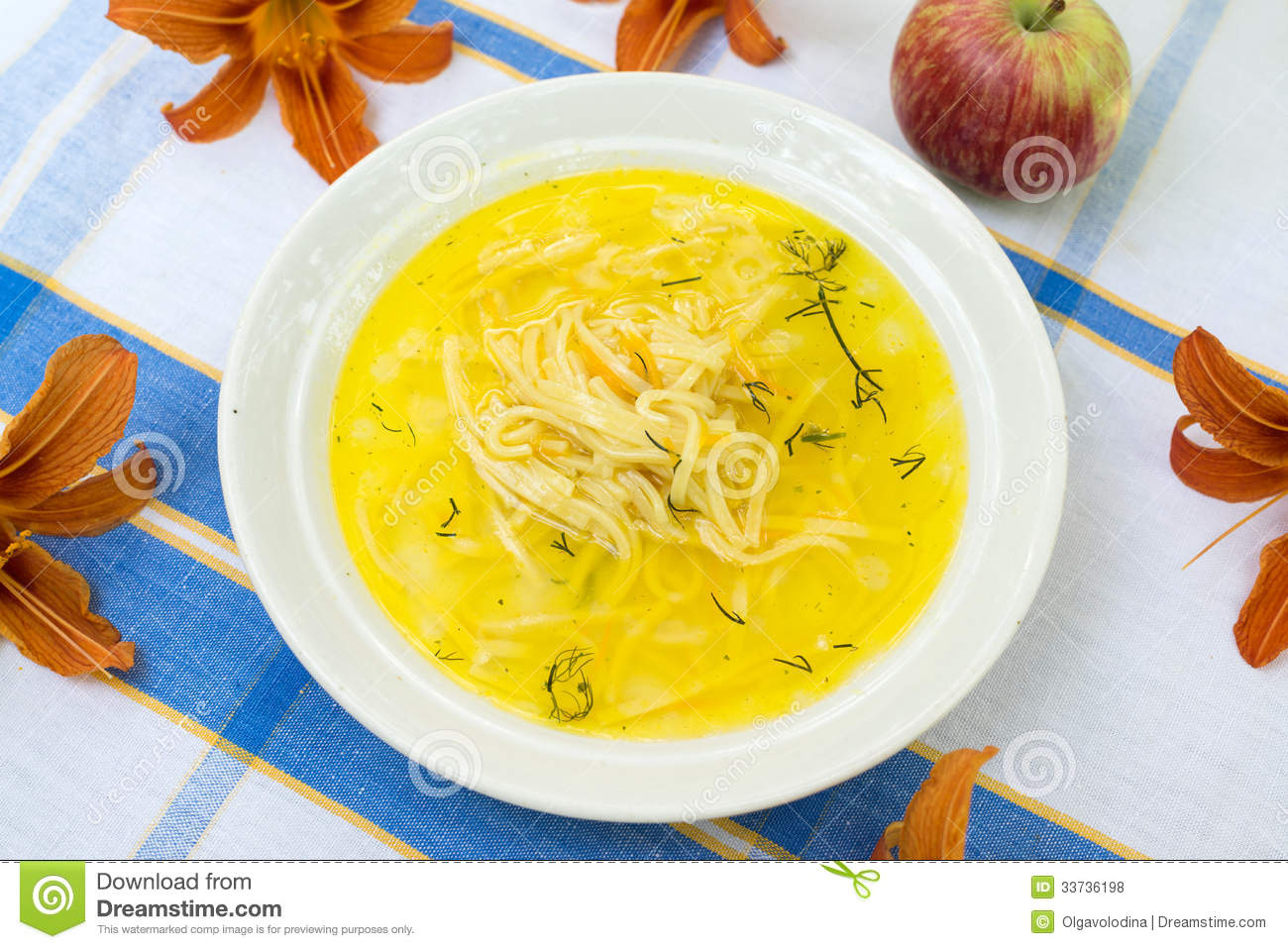 Appetizing Noodles In Chicken Broth Royalty Free Stock Photos   Image    