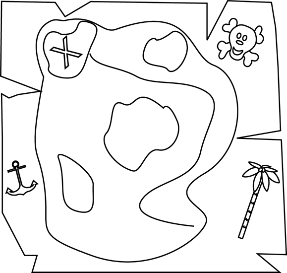 Black And White Pirate Treasure Map Clip Art   Black And White Pirate