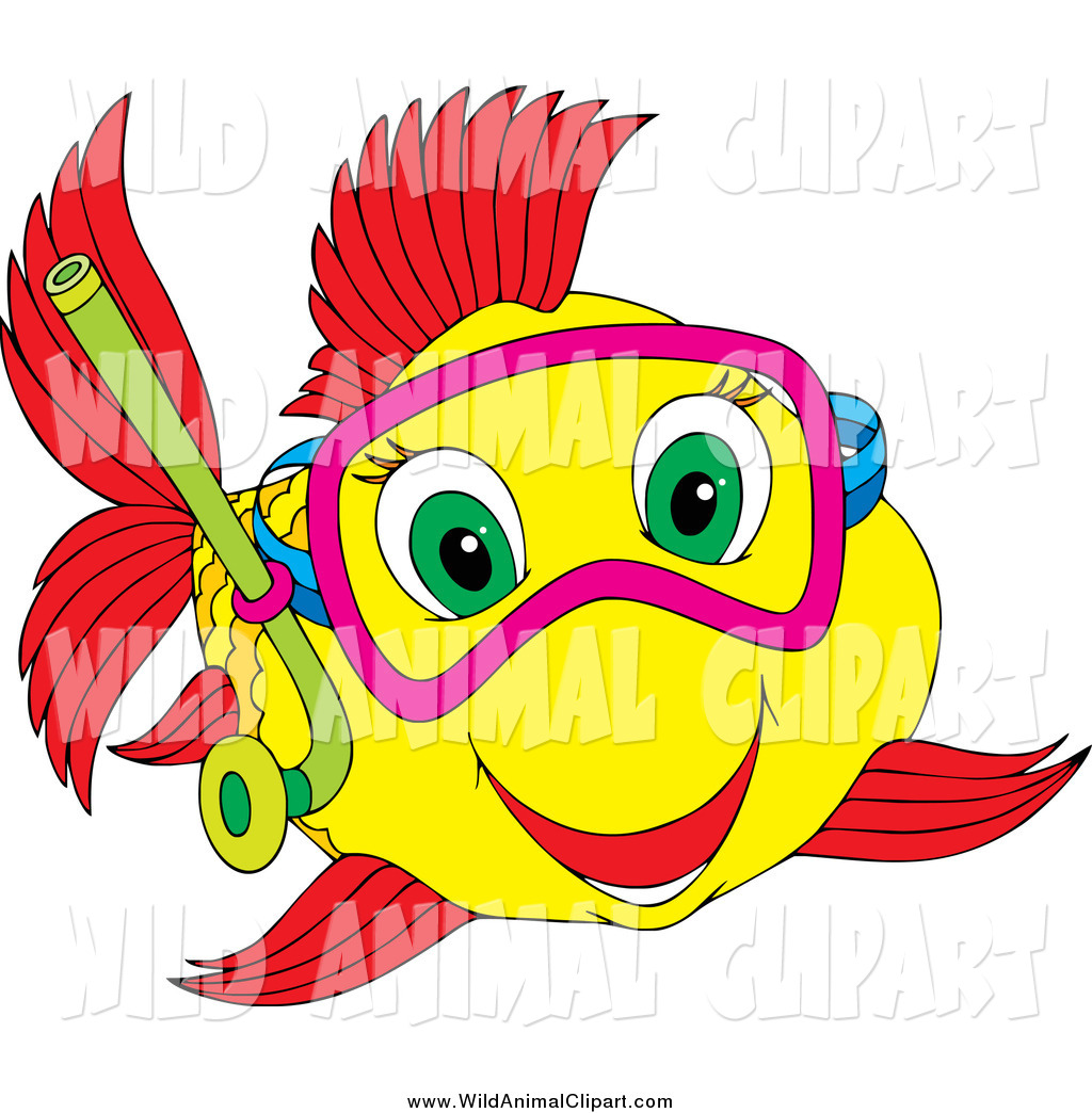 Clip Art Of A Happy Fish Snorkeling By Alex Bannykh    560