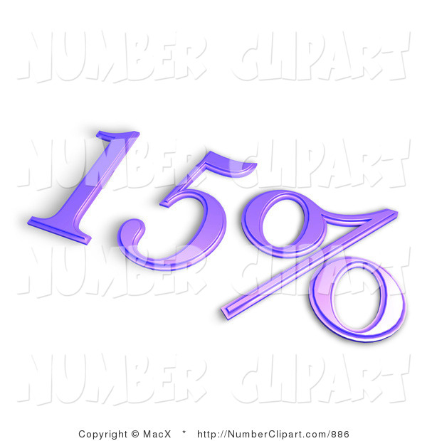 Clip Art Of A Purple 3d 15 Percent Off Or Interest Sign On White By
