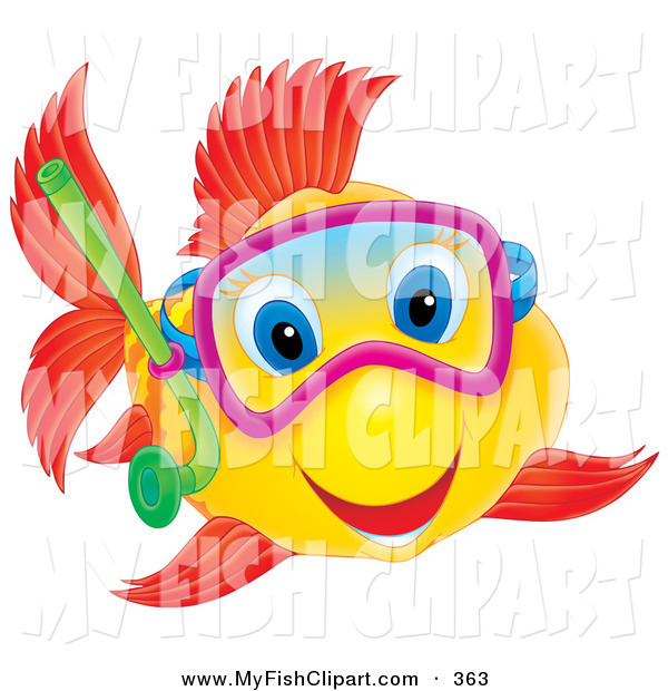Clip Art Of A Smiling Happy Yellow Fish With Red Fish And Blue Eyes    