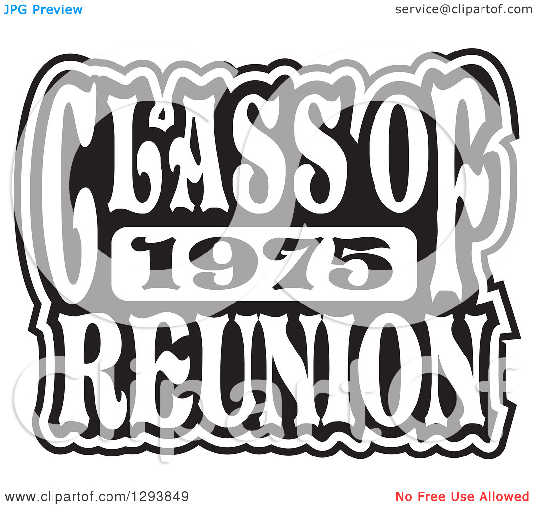 Clipart Of A Black And White Class Of 1975 High School Reunion Design