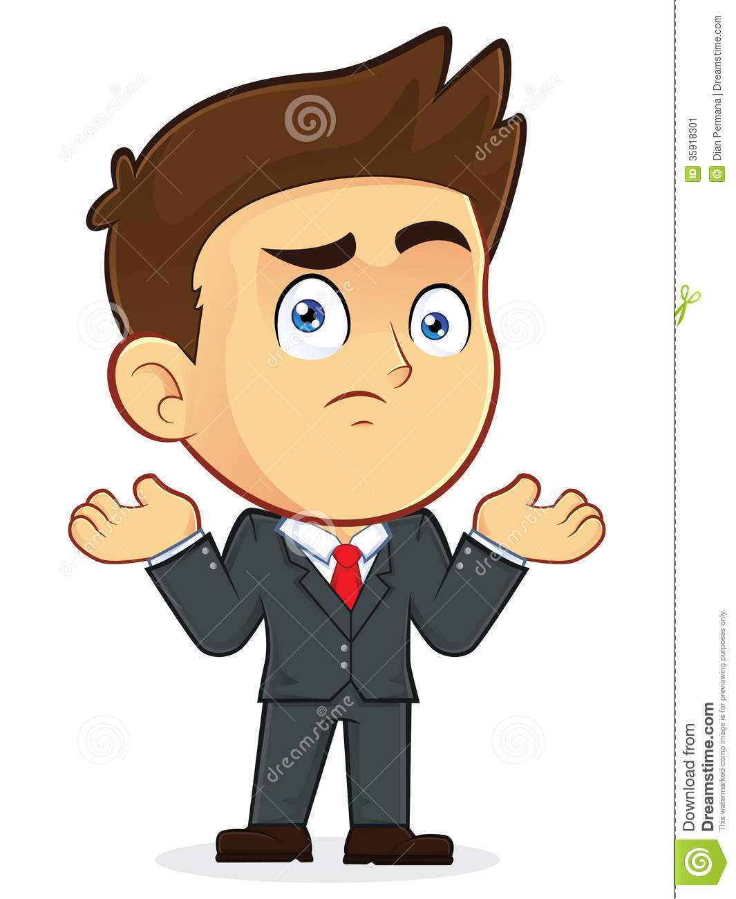 Clipart Picture Of A Confused Gesturing Male Businessman Cartoon