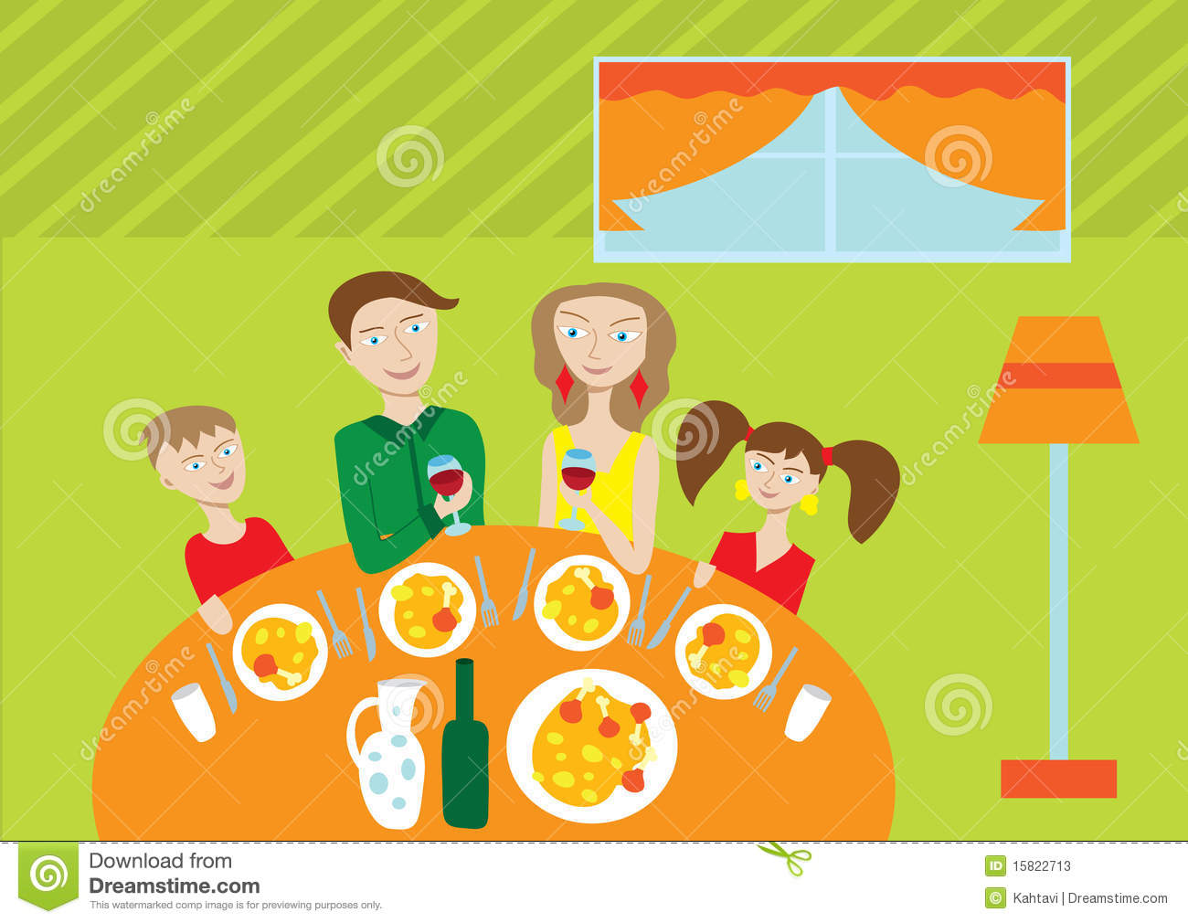 Happy Family At The Table Stock Photos   Image  15822713