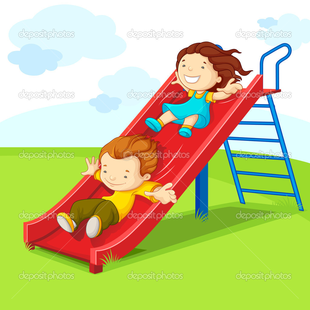 Kids On Slide   Stock Vector   Stockshoppe  12123901