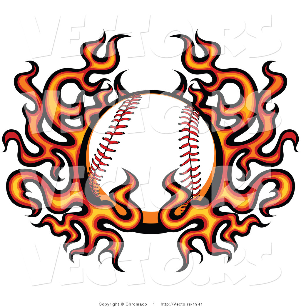 Larger Preview  Vector Of A Burning Baseball Within Fire And Flames By