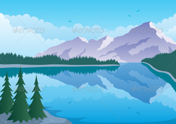 Mountain With Lake Cartoon   Ugraphic Net