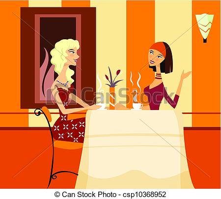 Of Two Women Friends Talking Over Coffee Csp10368952   Search Clipart