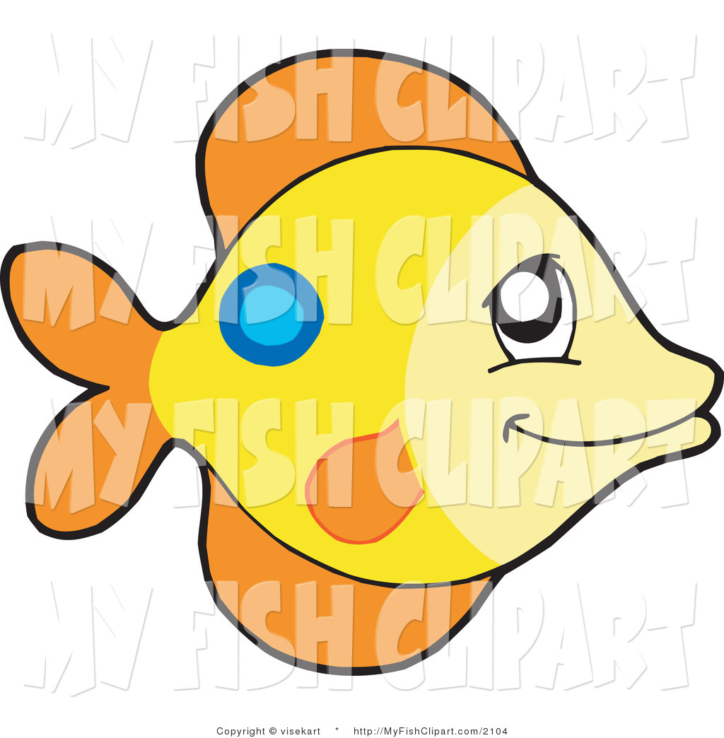 Orange Fish With A Blue Spot Fish Clip Art Visekart