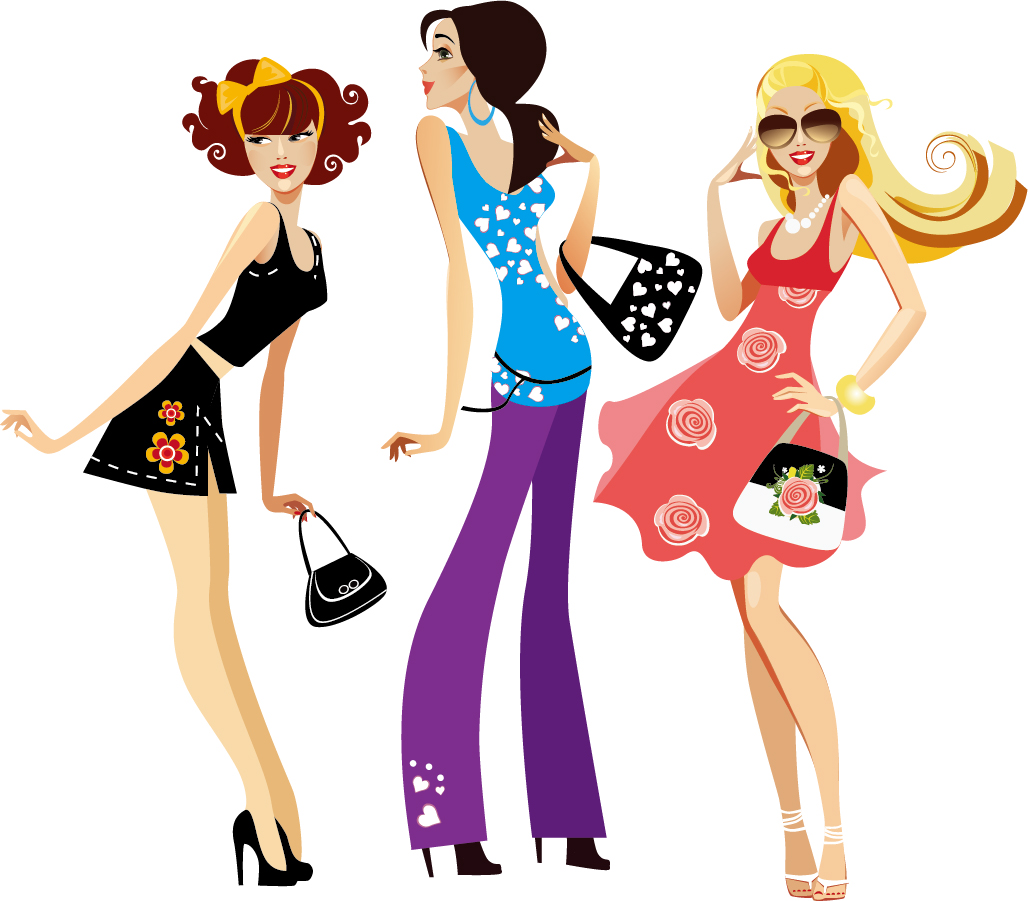 Shopping Girls In Cartoon Style       4