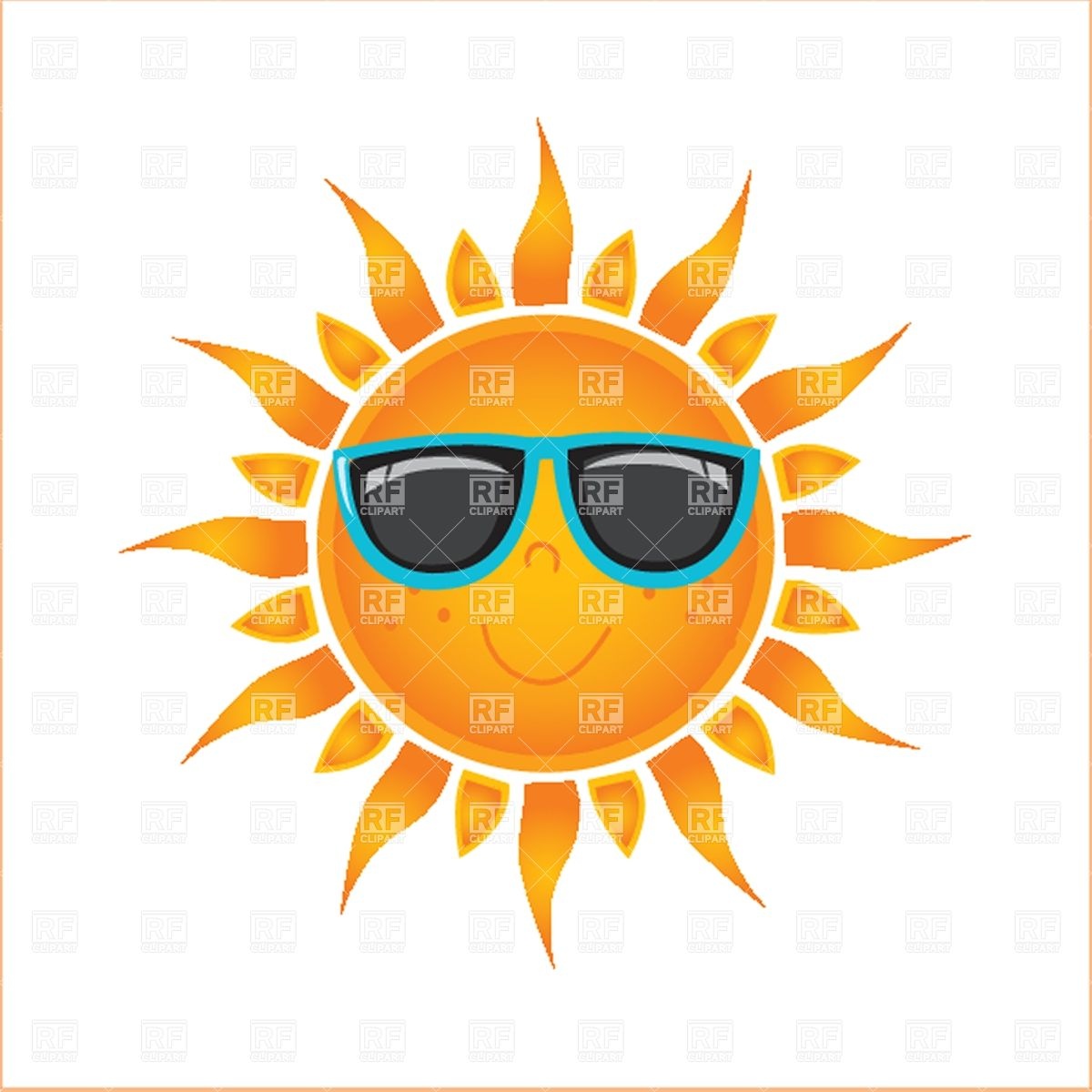 Sun In Sunglasses   Cartoon Icon Download Royalty Free Vector Clipart