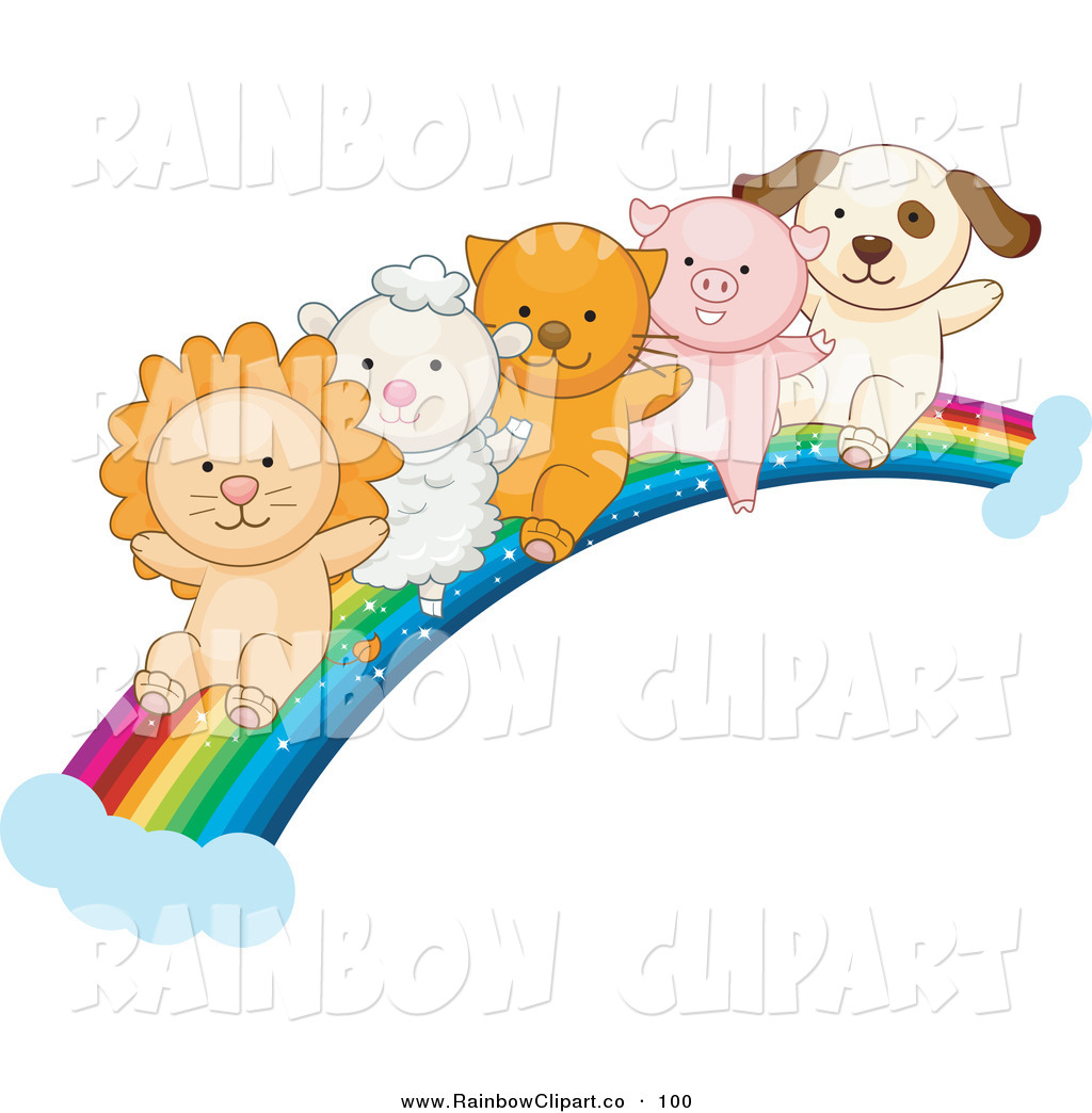 Vector Clip Art Of Five Lion Lamb Kitten Piglet And Puppy Sliding