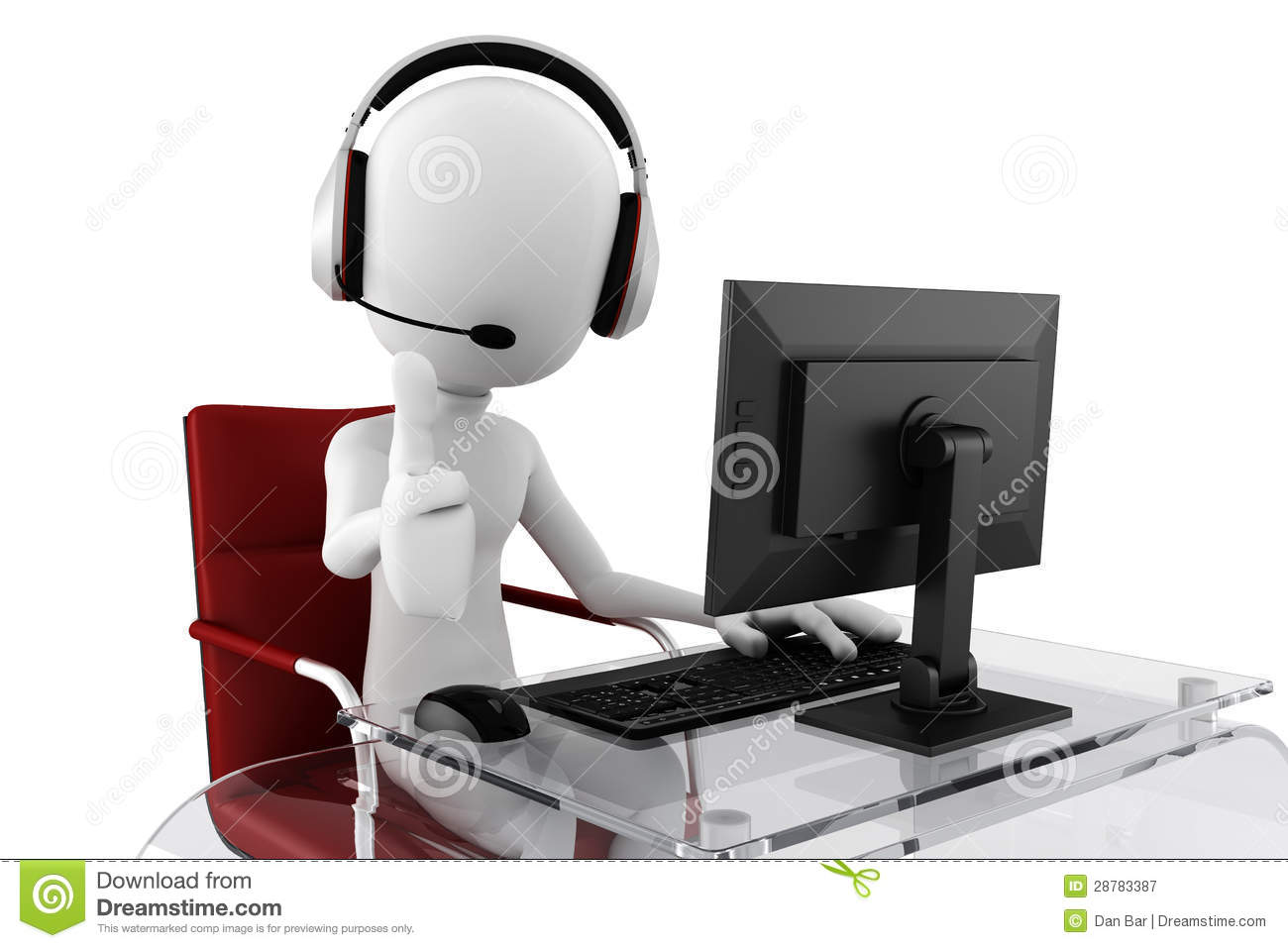 3d Man Call Center Ready To Help Royalty Free Stock Photography    