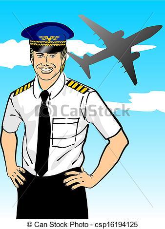 Airline Pilot Wearing Shirt And Tie With Epaulets And Hat  Conceptual    