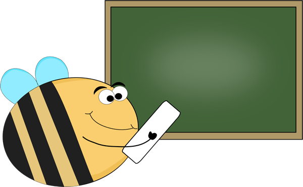 Bee Chalkboard Clip Art Image   Bee Holding A Piece Of Chalk In Front    