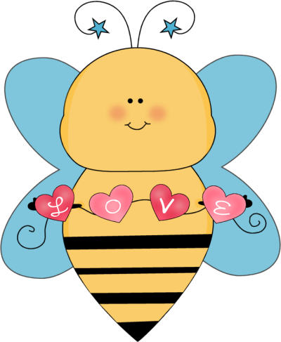 Blue Love Bee Clip Art Image   Cute Bee With Star Decorated Antenna