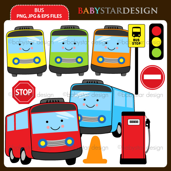 Bus Cute Bus     5 95   Babystar Design Digital Clipart