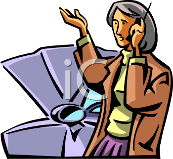      Calling For Help Because Shes Having Car Trouble Clipart Image Jpg