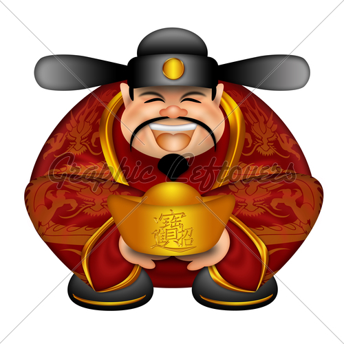 Chinese Money God With Gold Bars   Gl Stock Images