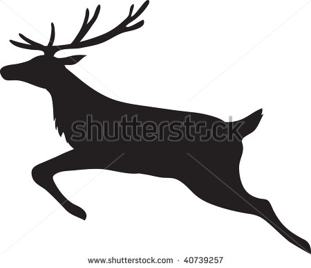 Clip Art Illustration Of A Male Reindeer Running    Stock Photo