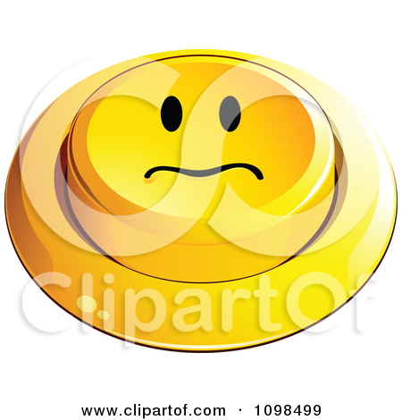 Clipart 3d Yellow Upset Button Smiley Emoticon Face   Royalty Free