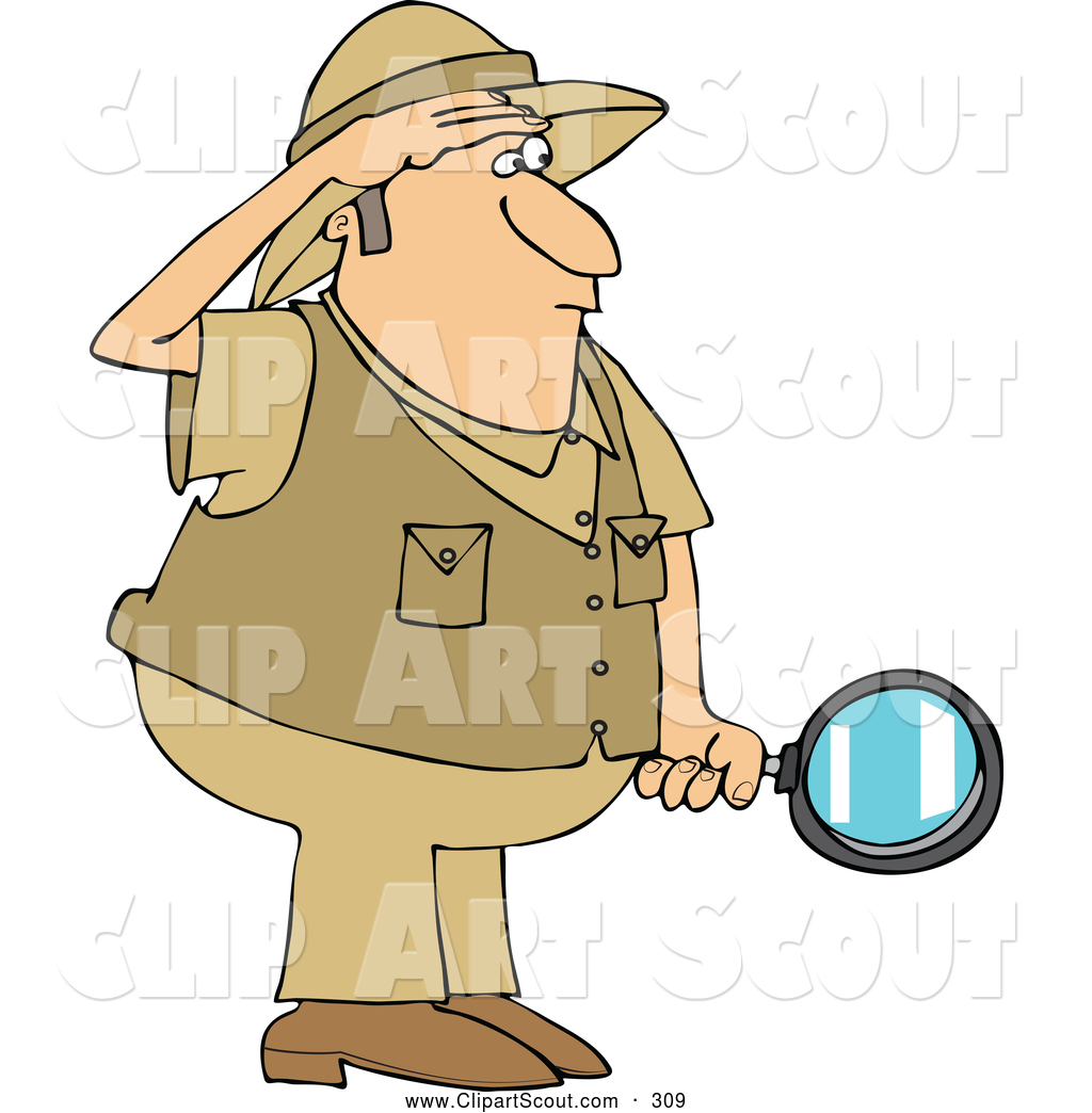 Clipart Of A Safari Explorer Man Holding A Magnifying Glass By Djart