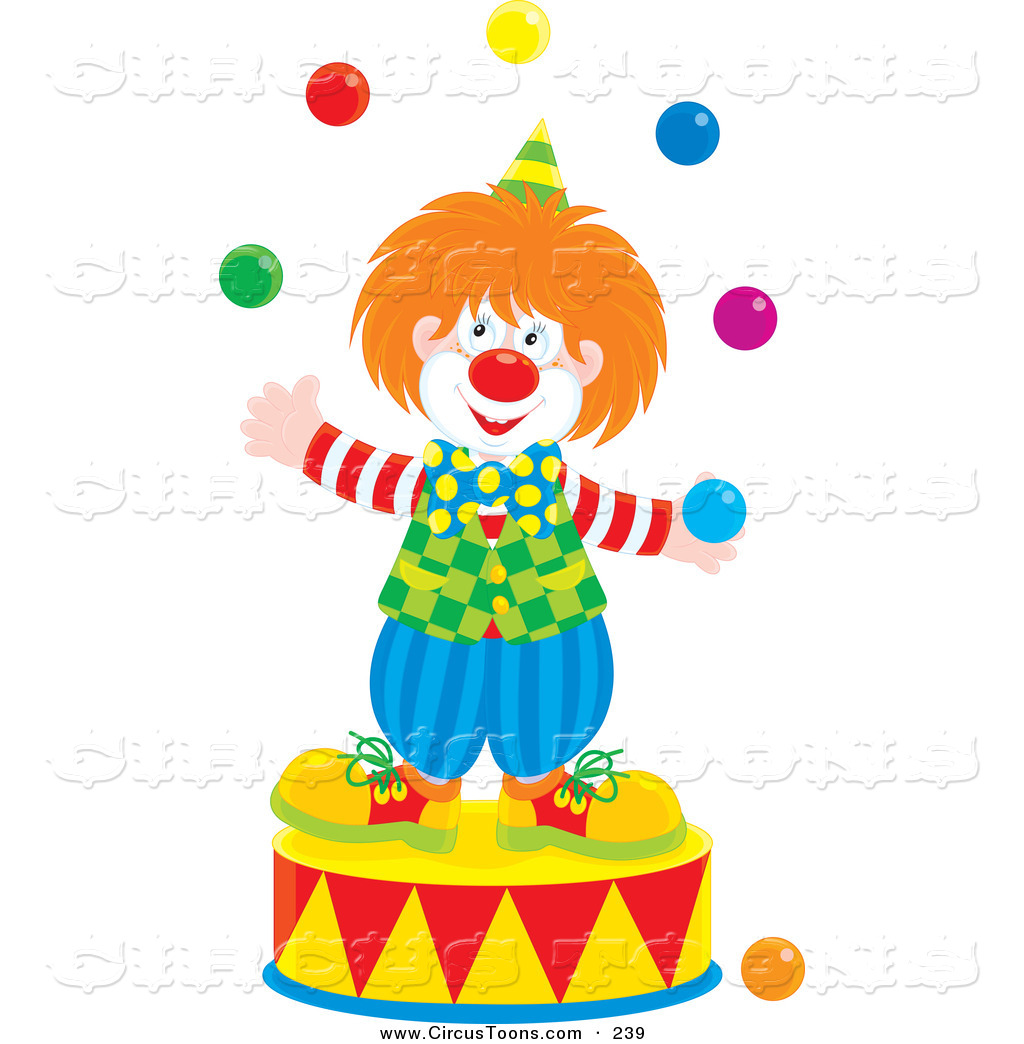Clipart Of A Smiling Clown Juggling On A Podiumsmiling Clown Juggling