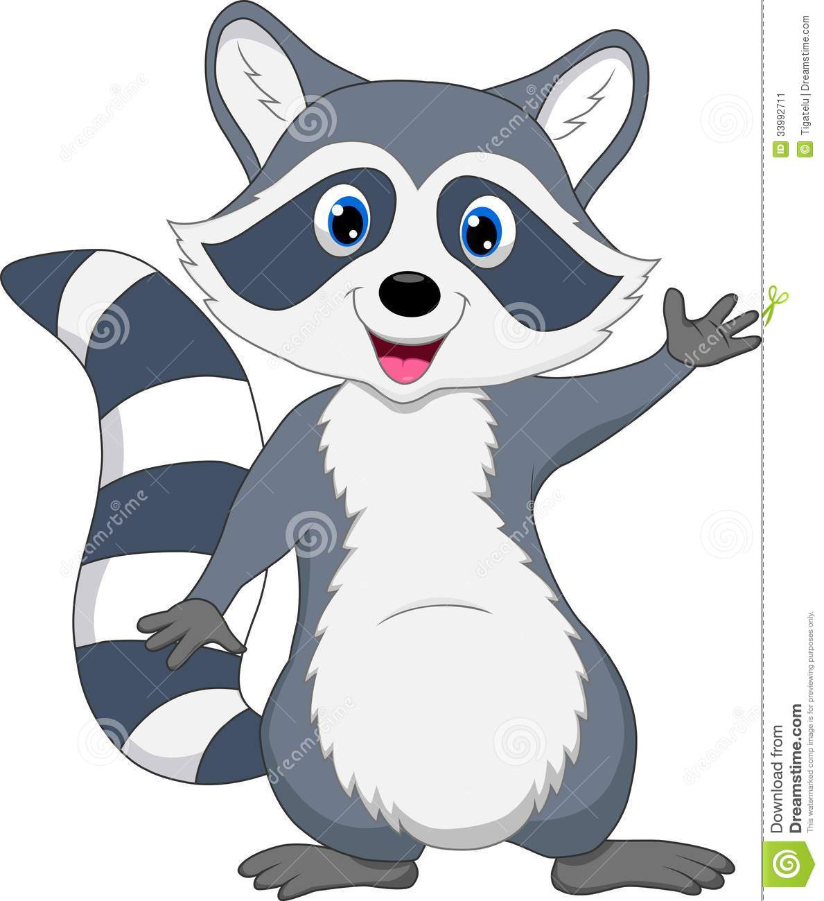 Cute Raccoon Cartoon Waving