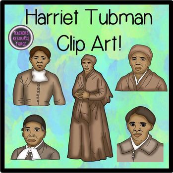Harriet Tubman Clip Art   Realistic   Color   Black Line 
