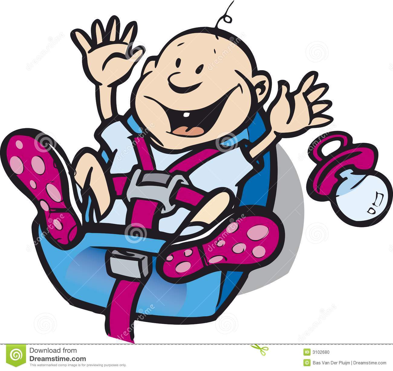 Illustration Of Happy Baby In Safety Car Seat
