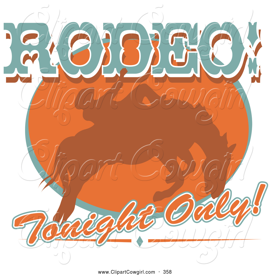 Larger Preview  Clipart Of A Cowboy Riding A Bucking Bronco In A Rodeo    