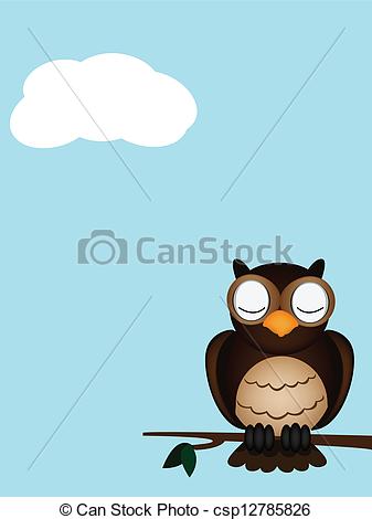 Owl Sleeping Vector Of Illustration