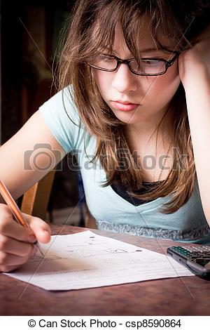 Stock Photo Of Student Struggling   Teenage Girl Struggling With