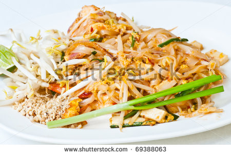 Thai Food Pad Thai  Stir Fry Noodles With Shrimp Stock Photo 69388063