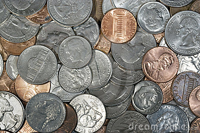 Us Coins Including Pennies Nickles Dimes And Quarters All Showing    