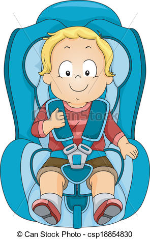 Vectors Of Toddler Car Seat   Illustration Of A Toddler Strapped To A