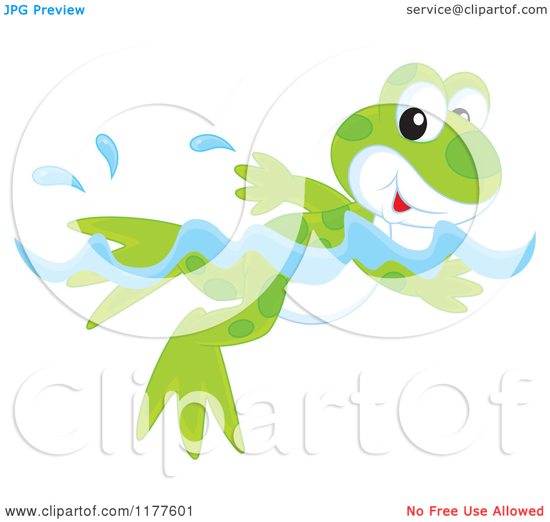 Cartoon Of A Cute Frog Swimming   Royalty Free Vector Clipart By Alex