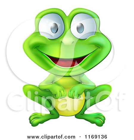 Cartoon Of A Happy Green Frog Smiling   Royalty Free Vector Clipart By