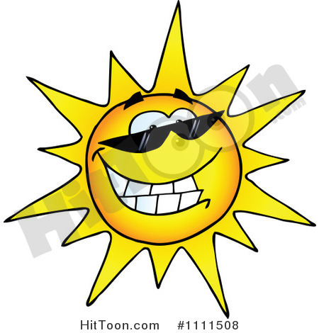 Clipart Happy Sun Grinning And Wearing Sunglasses   Royalty Free