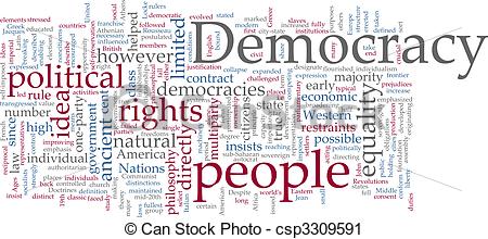 Clipart Of Democracy Word Cloud   Word Cloud Concept Illustration Of