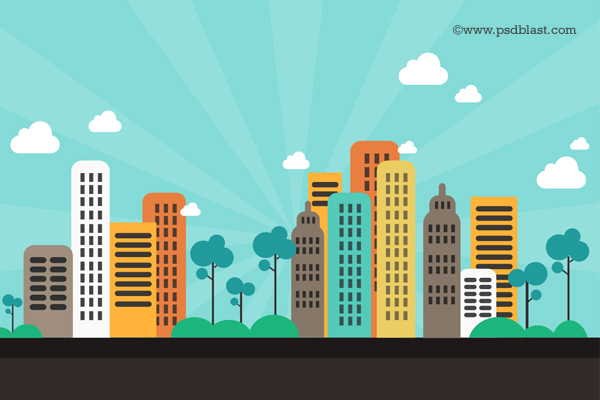 Flat Color Abstract City Background  Psd    Psdblast