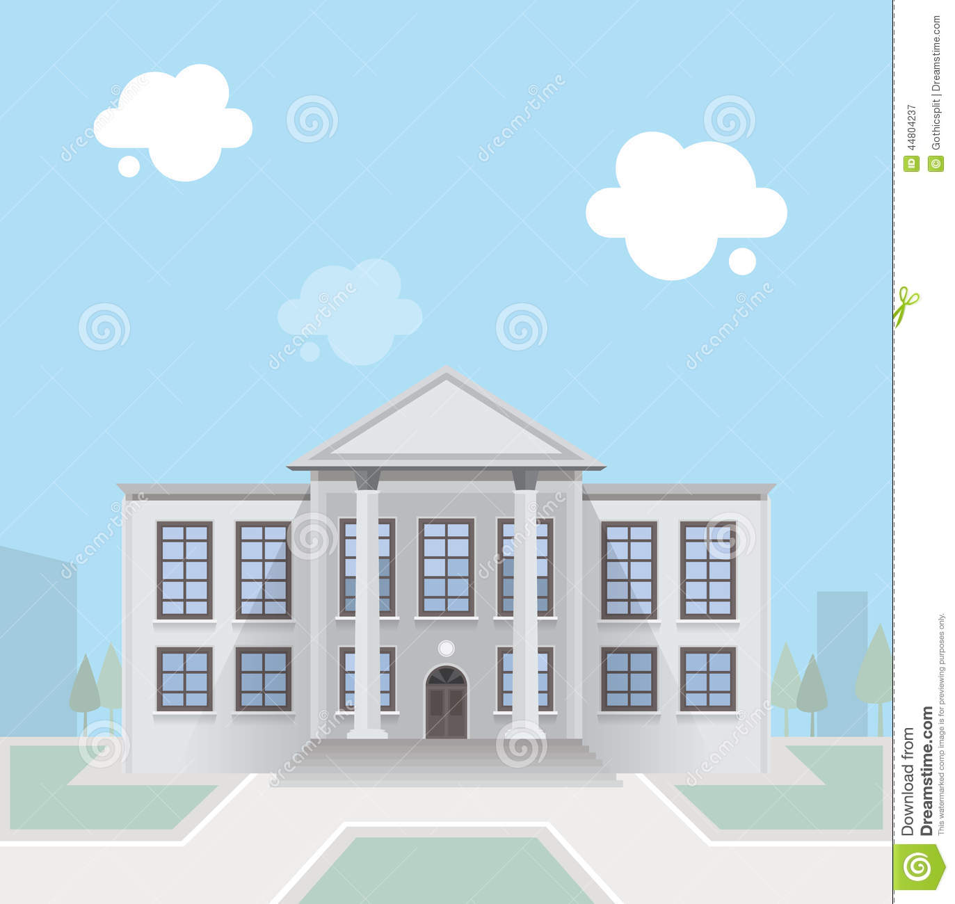 Flat Style Illustration Of City Hall  Vector Contains Transparent
