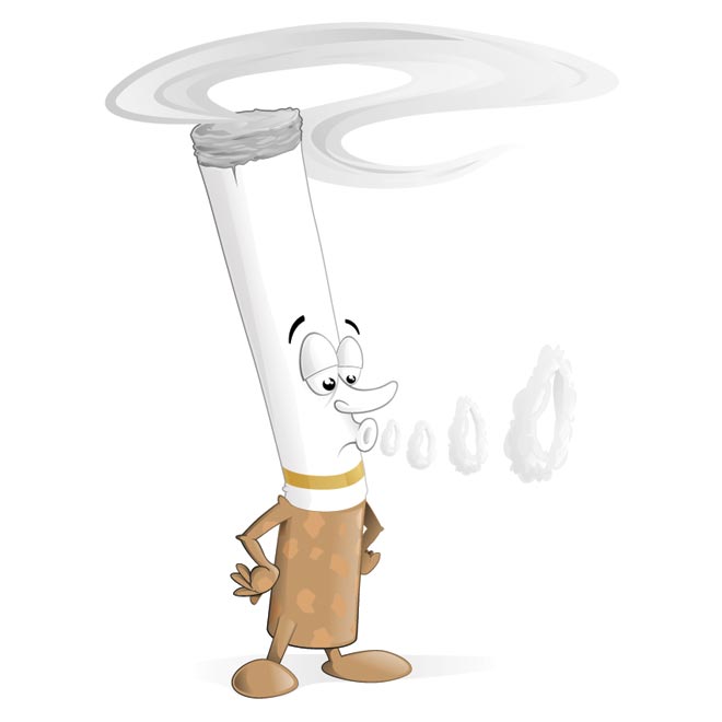 Free Vector Cartoon Cigarette Clipart Character Blowing Smoke